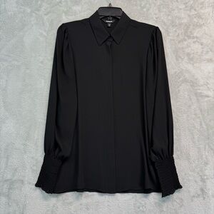 Express Professional Black Button Down Blouse Collared Size M